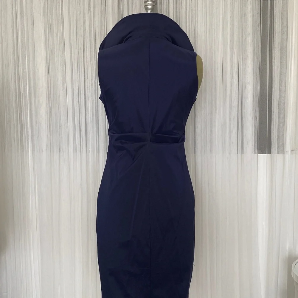 Joseph Ribkoff Navy Sleeveless Zip-Up Midi Dress Size 10 - Picture 4 of 16